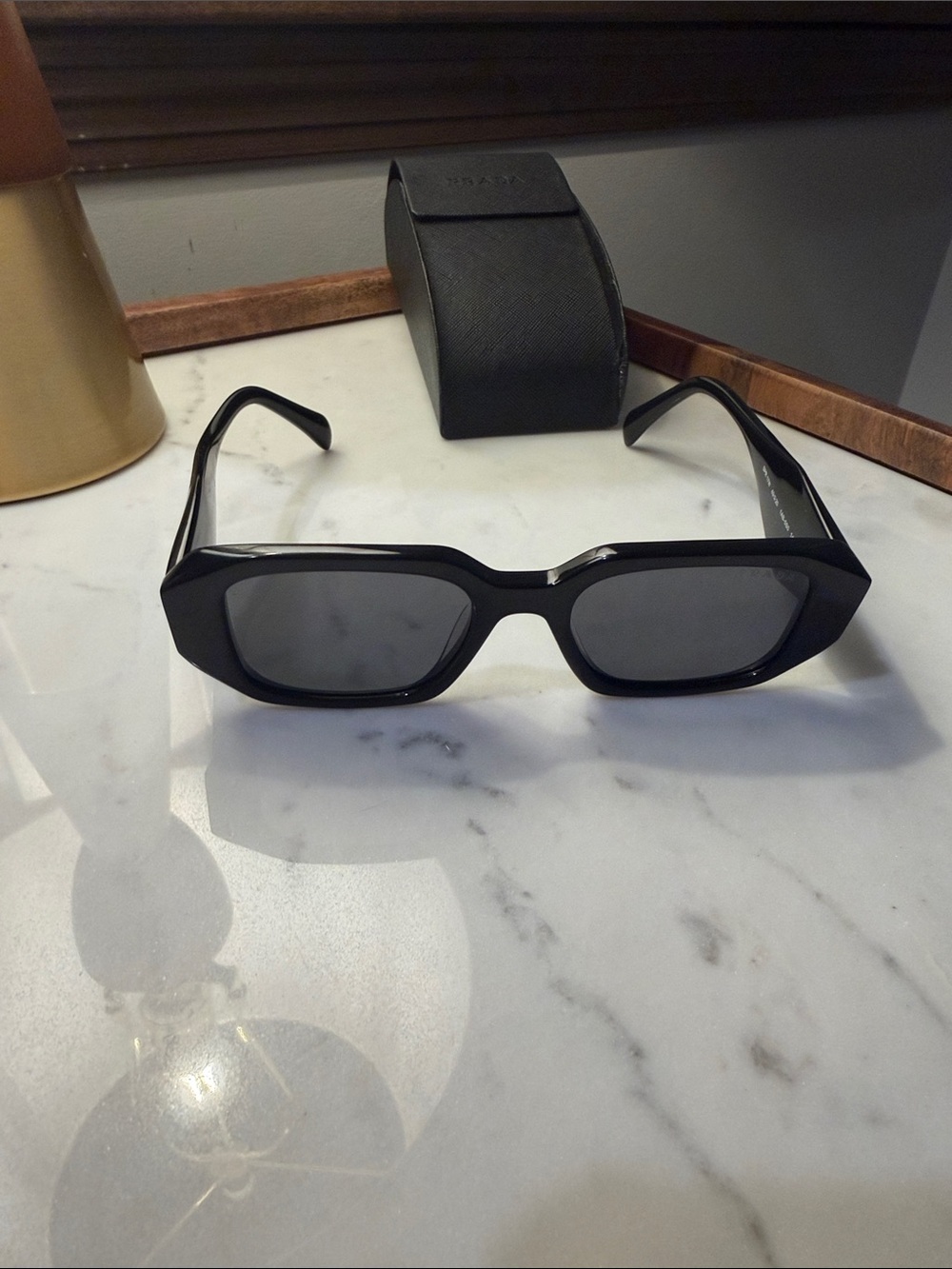 Prada Black Geometric Frame Sunglasses - Picture 4 of 12